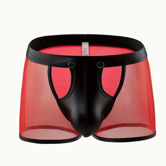 Low Rise Removable Faux Leather Crotch Boxer Brief M - Picture 2 of 9